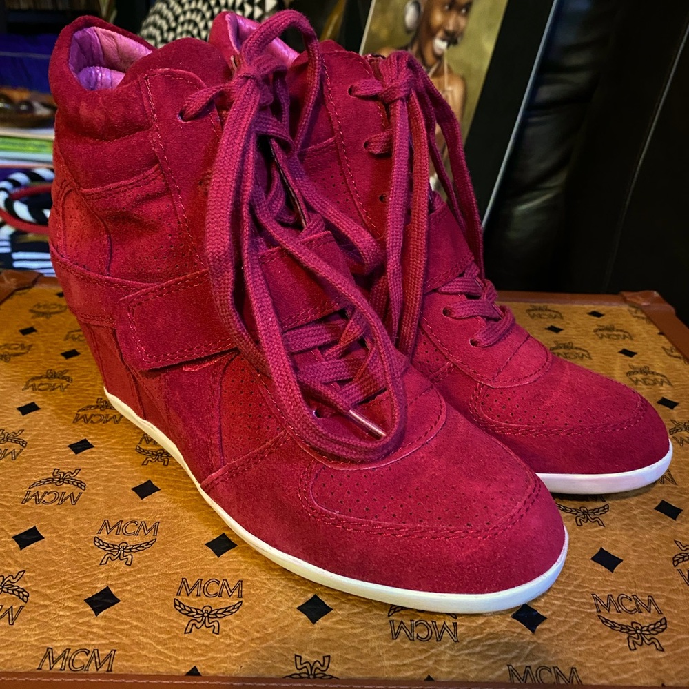 ASH ‘Bowie’ Suede Hidden Wedge Sneaker Bootie, size 40M